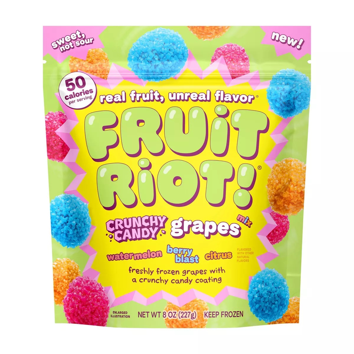 Fruit Riot Frozen Crunchy Candy Grapes Mix - 8Oz